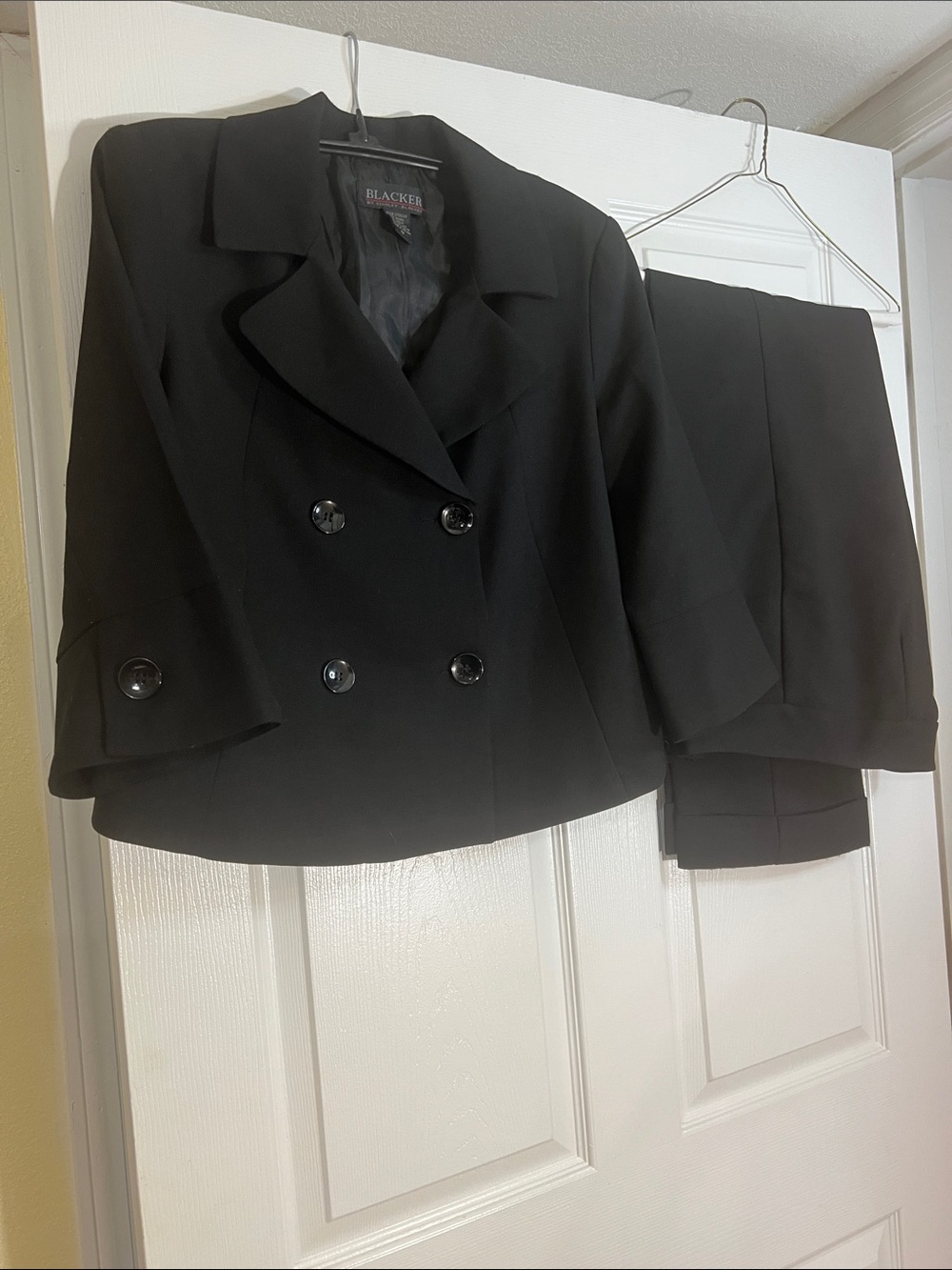Blacker Black Double-Breasted Women’s Blazer and Trouser Set